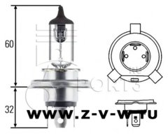 Лампа H4 12V 60/55W P43t